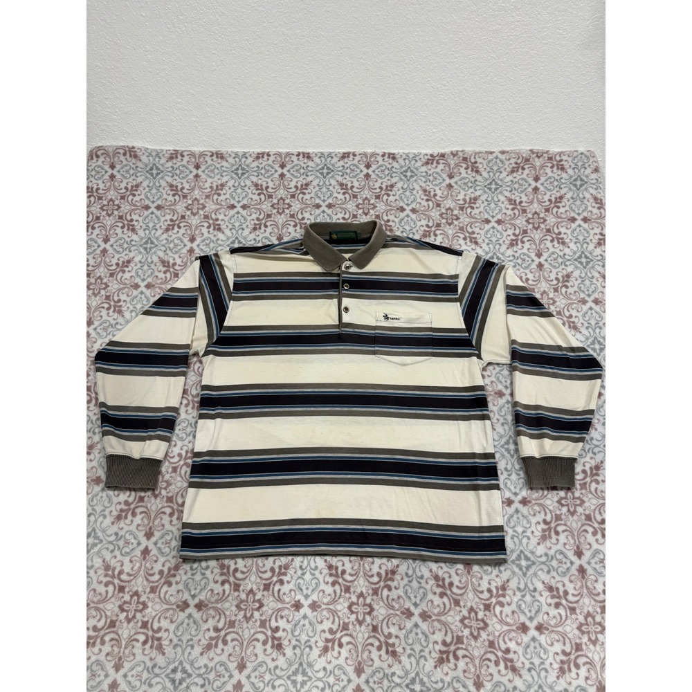 Santa Barbara Polo & Racquet Club Mens Striped Long Sleeve Polo Shirt Size M